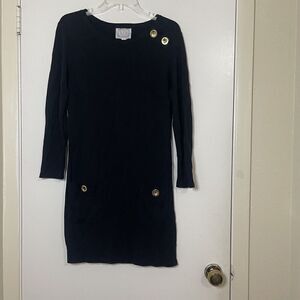 Sail to Sable black long sleeve knit dress gold button detail size XS